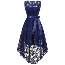 Load image into Gallery viewer, 2020 wedding party dress prom gown fashion clothing Front short long back dark blue halter Bow Bridesmaid Dresses