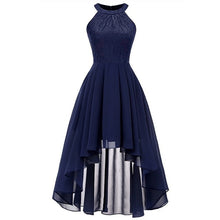 Load image into Gallery viewer, 2020 wedding party dress prom gown fashion clothing Front short long back dark blue halter Bow Bridesmaid Dresses