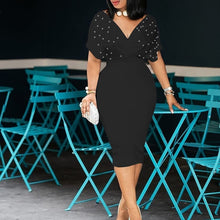 Load image into Gallery viewer, 3xl Beading Lady Mermaid Dress 2020 African Women Pink Midi Dresses Robe Femme Vestiods Elegant Office Lady Cocktail Dress