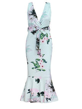 Load image into Gallery viewer, Spring Summer Fashion Formal Dress Sexy V-neck Printed Lotus Leaf Party Dress Elegant Mermaid Evening Dress XUCTHHC NEW 2020