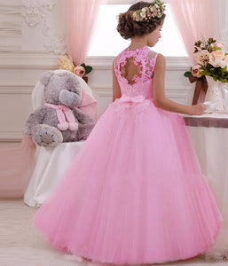 New 2020 Girls'Back Hollow Flower Dress Flower Boy High-end Wedding Dress Elegant Girls' Flower-lace Banquet Dress