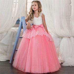 New 2020 Girls'Back Hollow Flower Dress Flower Boy High-end Wedding Dress Elegant Girls' Flower-lace Banquet Dress