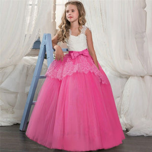 New 2020 Girls'Back Hollow Flower Dress Flower Boy High-end Wedding Dress Elegant Girls' Flower-lace Banquet Dress