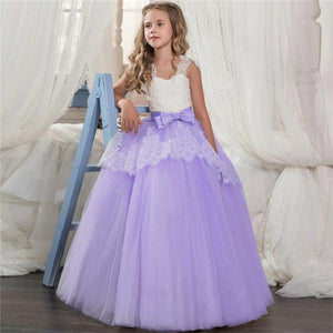 New 2020 Girls'Back Hollow Flower Dress Flower Boy High-end Wedding Dress Elegant Girls' Flower-lace Banquet Dress