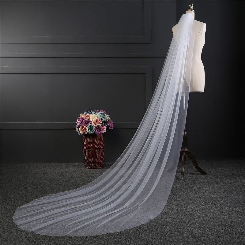 NZUK cheap Real Photos 3M or 2M White/Ivory Wedding Veil One-layer long Bridal Veil Head Veil Wedding Accessories Hot Sell