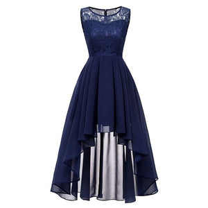 2020 wedding party dress prom gown fashion clothing Front short long back dark blue halter Bow Bridesmaid Dresses