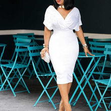 Load image into Gallery viewer, 3xl Beading Lady Mermaid Dress 2020 African Women Pink Midi Dresses Robe Femme Vestiods  Elegant Office Lady  Cocktail Dress
