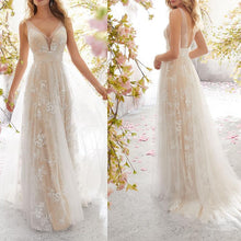 Load image into Gallery viewer, New wedding dress sexy backless sleeveless lace dress for women
