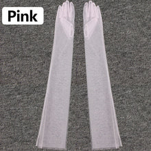 Load image into Gallery viewer, 2020 Women Sheer Tulle Gloves Transparent Full Finger Elbow Long Gloves Mittens wedding Party Photography Thin Ultra Long Gloves
