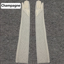 Load image into Gallery viewer, 2020 Women Sheer Tulle Gloves Transparent Full Finger Elbow Long Gloves Mittens wedding Party Photography Thin Ultra Long Gloves
